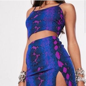 NWT Missguided Snakeskin Skirt Set